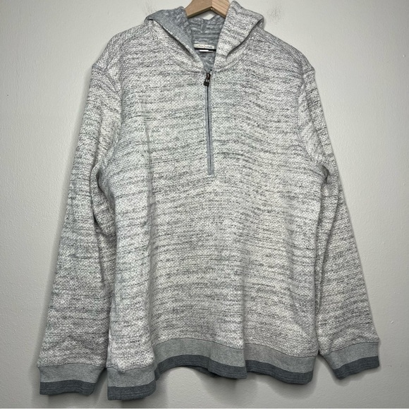 Carbon 2 Cobalt Men Sweater XL Gray Quarter Zip Hooded‎ Ribbed Hem Fleece Lined - Picture 1 of 11